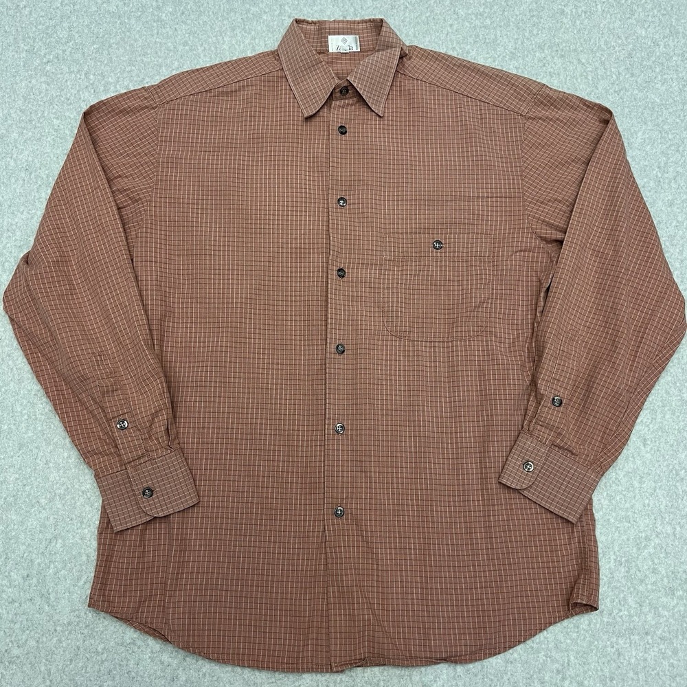 Zanella Shirt Men's Large Red Windowpane Check Career Office Quiet Luxury Italy